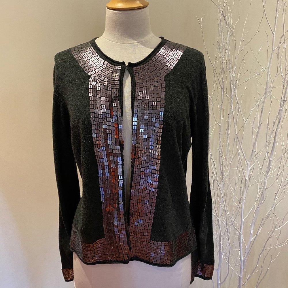 Ladies Danier Sequin Cardigan Grey